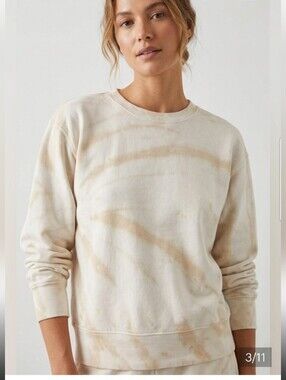 LES TIEN Tie-dye Brushed-back Cotton Sweatshirt - Beige
